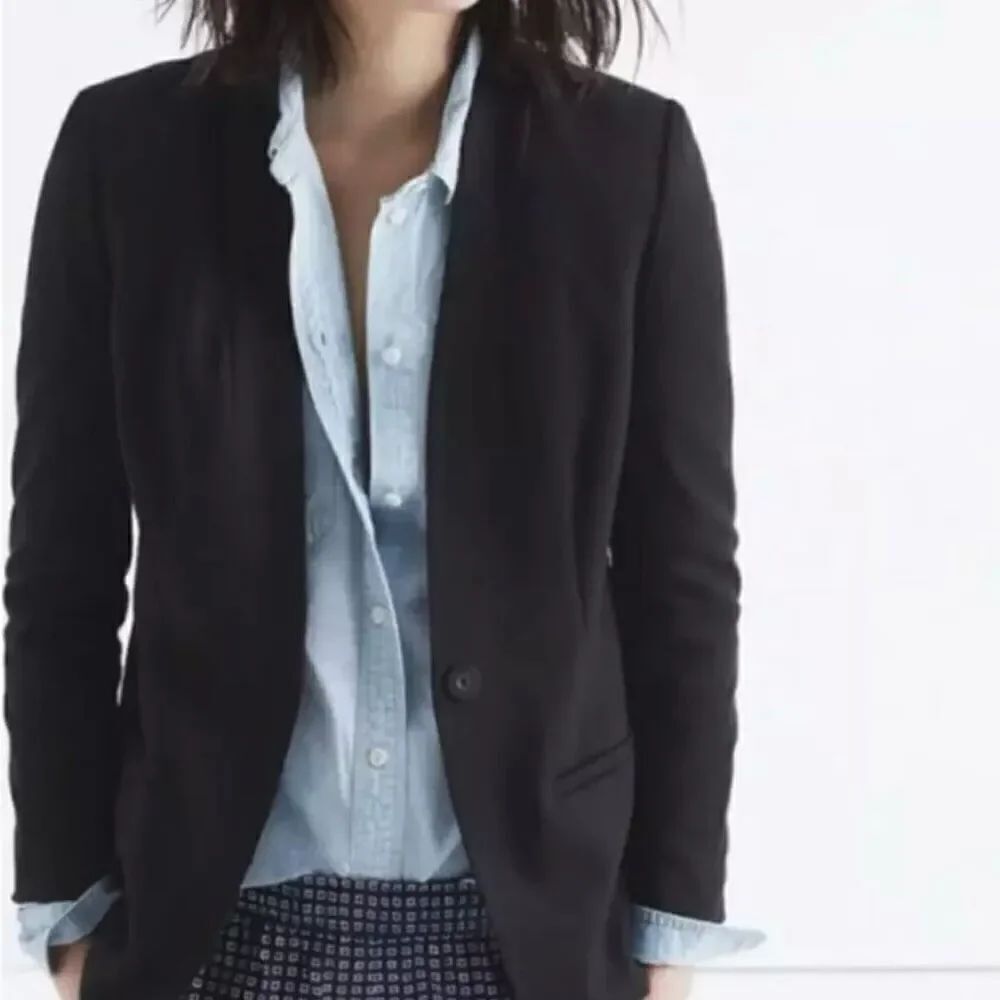Madewell Tribune Collarless Black Blazer Size 0